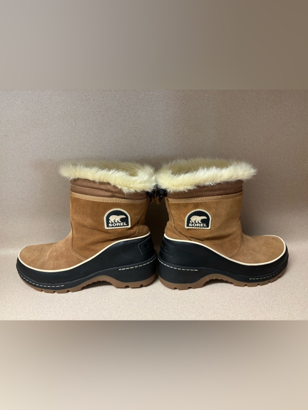 Sorel Brown Suede Faux Fur Cuff Winter Boots